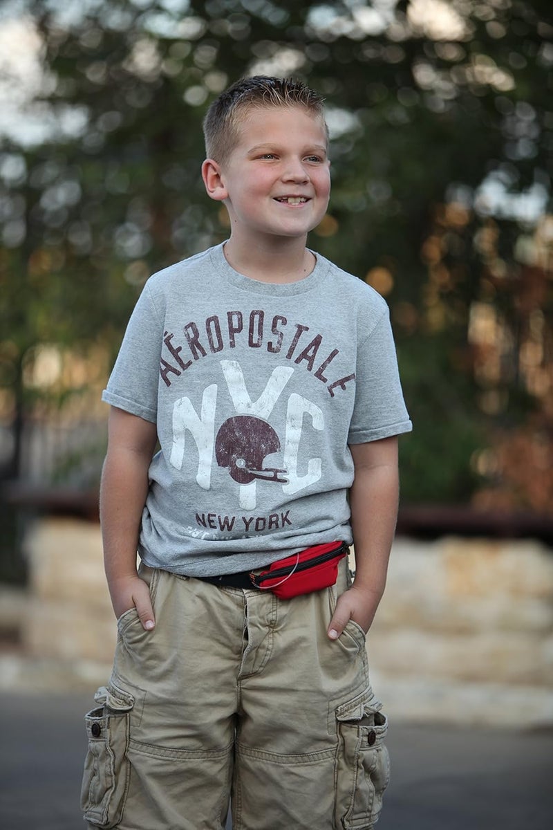 SPIbelt Kids Pocket Belt, Expandable Pocket, Adjustable Waist, No Bounce, No Logo Band, Stars & Stripes with Red Zipper - Image 2